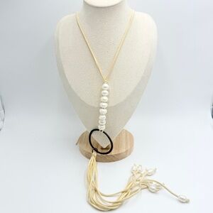 Genius Pearls Lariat Necklace – Freshwater Pearls on Suede Cord